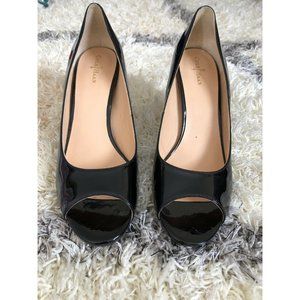 COLE HAAN NikeAir CARMA D22304 Black Patent Leather Peep Toe Pumps SHOES 9.5 B
